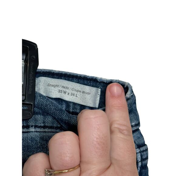 Good Threads Men's Jeans Straight Mid-Rise 5-Pocket Medium Wash Denim Blue 33 - Picture 6 of 11